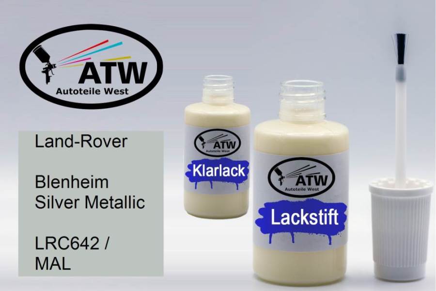 Land-Rover, Blenheim Silver Metallic, LRC642 / MAL: 20ml Lackstift + 20ml Klarlack - Set, von ATW Autoteile West.